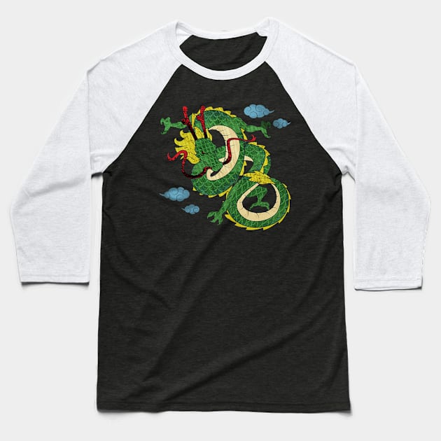 Chinese Dragon Illustration Mythology Baseball T-Shirt by Foxxy Merch